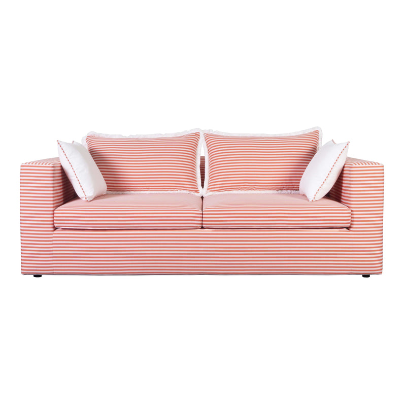 Salty Coral Striped Outdoor Sofa