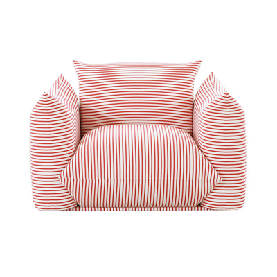 Saint Tropez Pearl and Red Striped Stuffed Outdoor Armchair