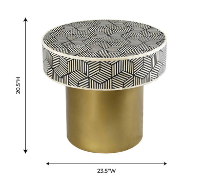 Bone Inlay Round Side Table