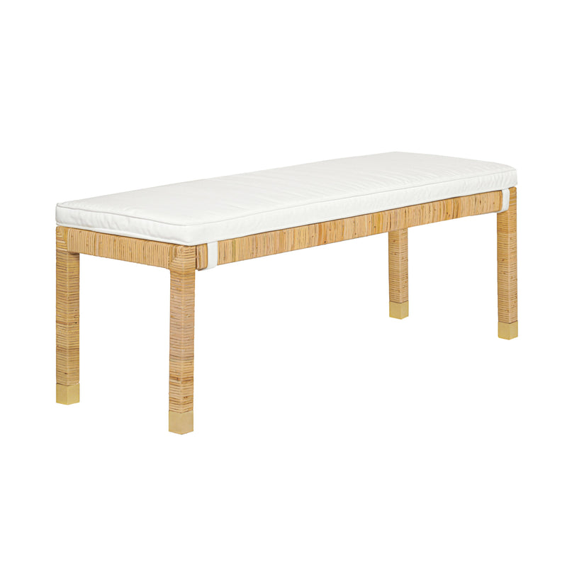 Amara Natural Woven Rattan Performance Fabric Bench