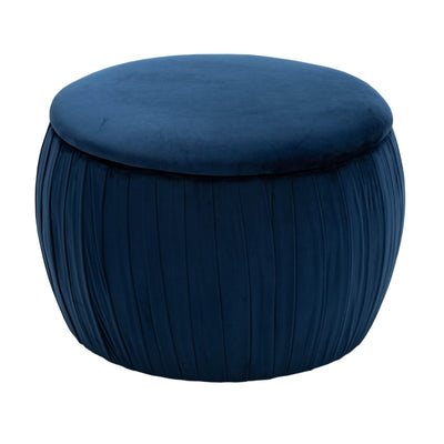 Fleur Navy Velvet Storage Ottoman