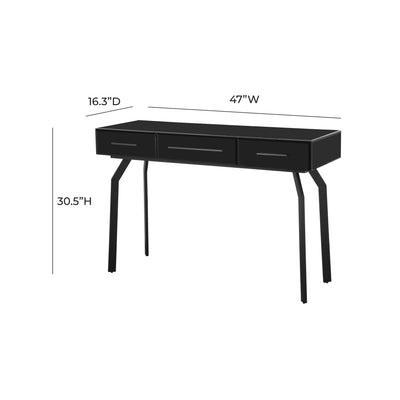 "Santana Black Glass Desk Console Table "