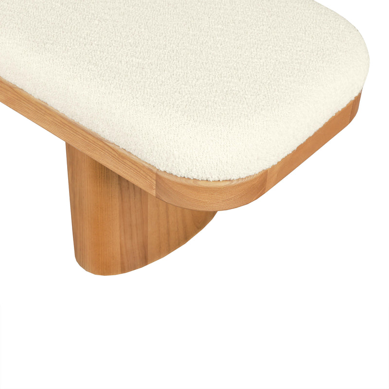 Ollie White Boucle Wooden Bench