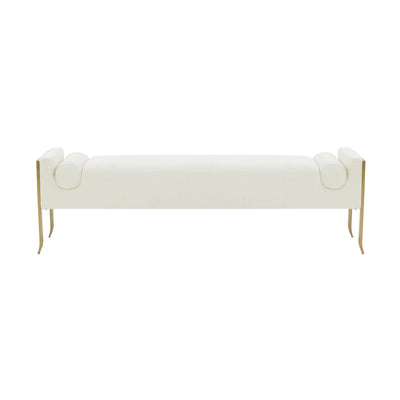 Ines Cream Textured Velvet Bench