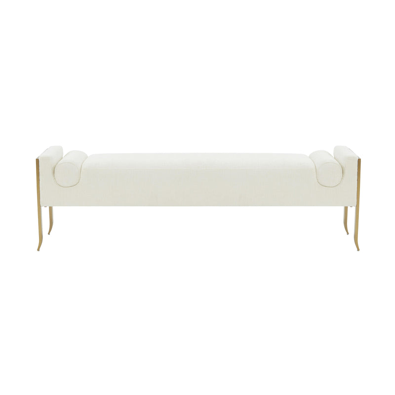 Ines Cream Textured Velvet Bench