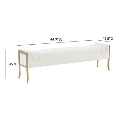 Ines Cream Textured Velvet Bench