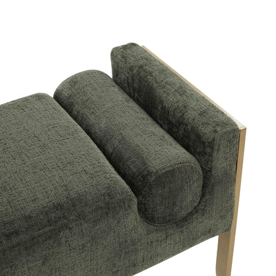 Ines Green Textured Velvet Bench