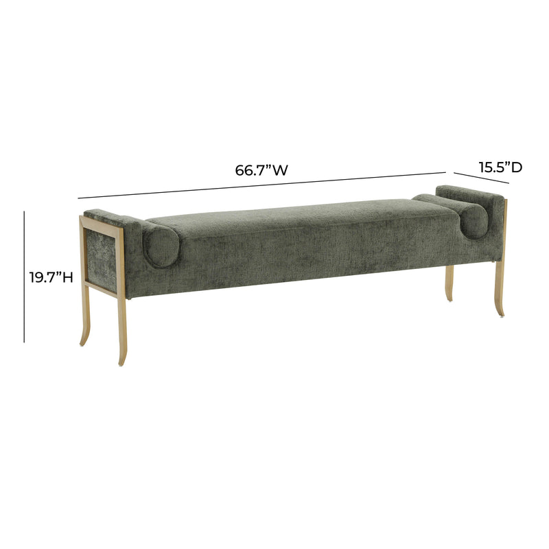 Ines Green Textured Velvet Bench