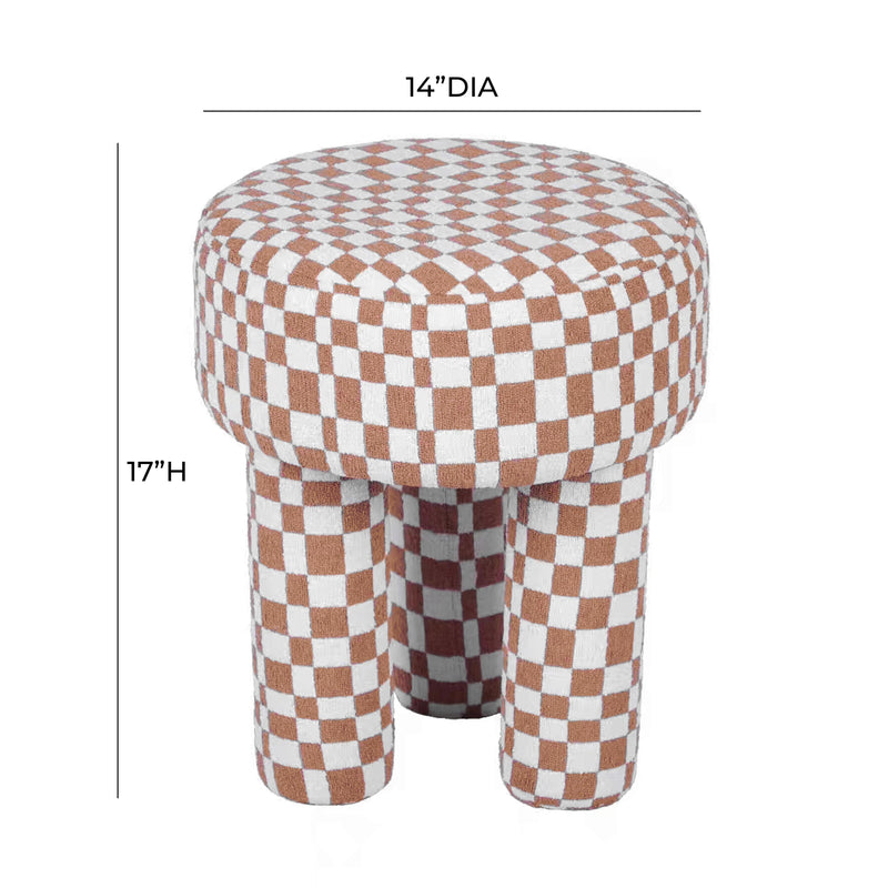 Claire Brown Checkered Boucle Stool