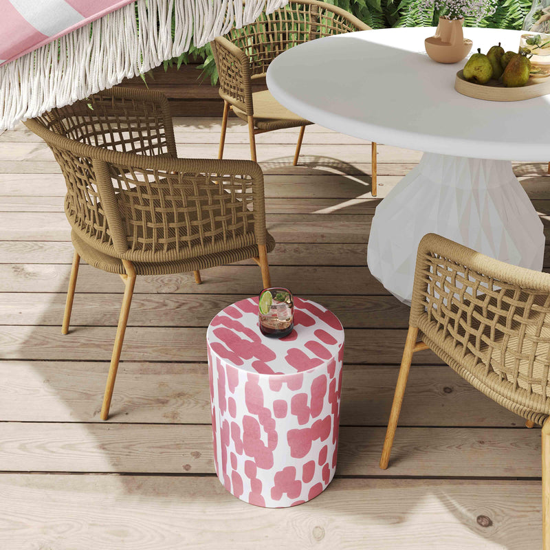 Taurus Ceramic Stool in Pink Strokes Print