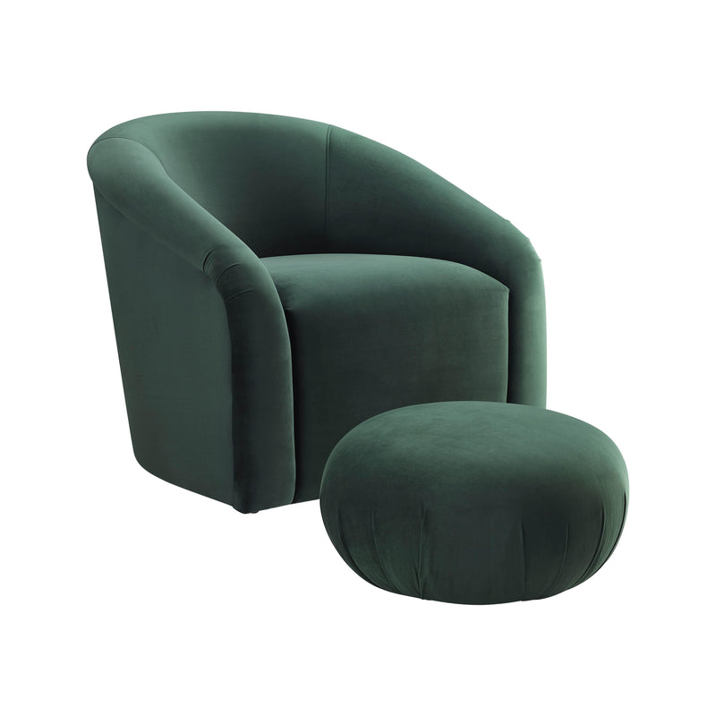 Boboli Forest Green Velvet Chair + Ottoman Set