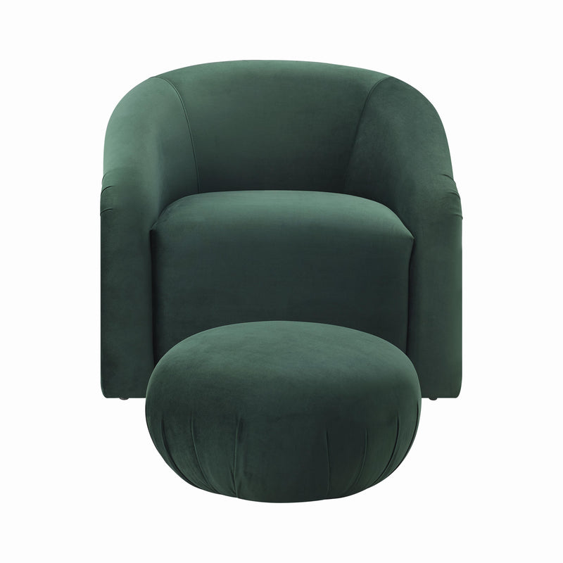 Boboli Forest Green Velvet Chair + Ottoman Set