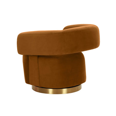 River Cognac Velvet Swivel Accent Chair