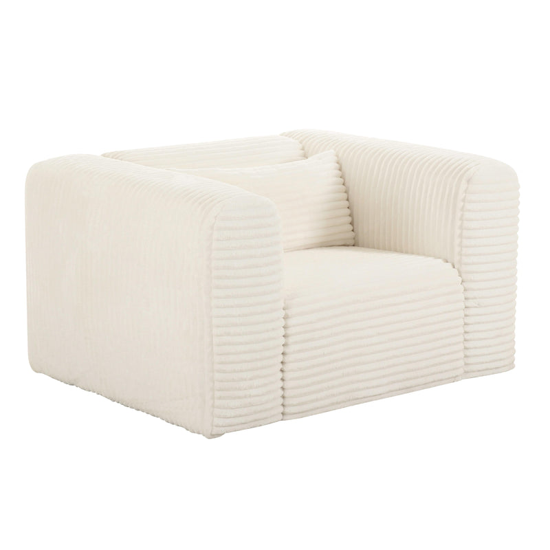 Tarra Fluffy Oversized Cream Corduroy Armchair