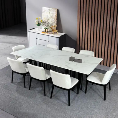 Black Bars Marble Dining Table- 8 Persons-Set