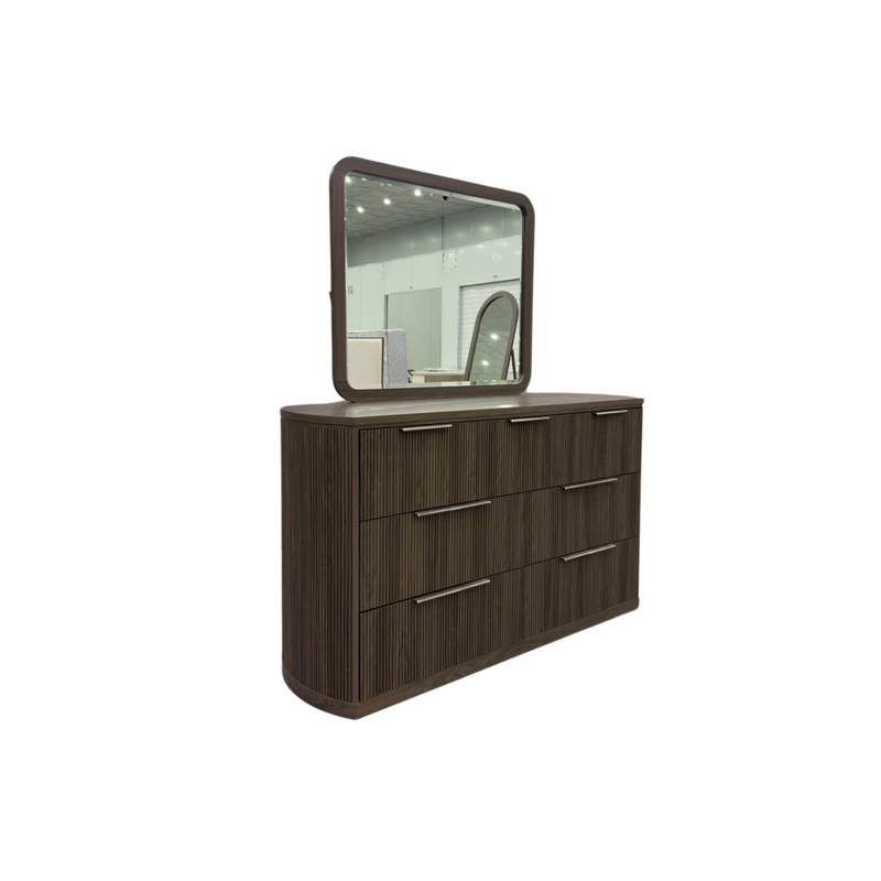 Sylvie Dresser and Mirror Set in Dark Brown