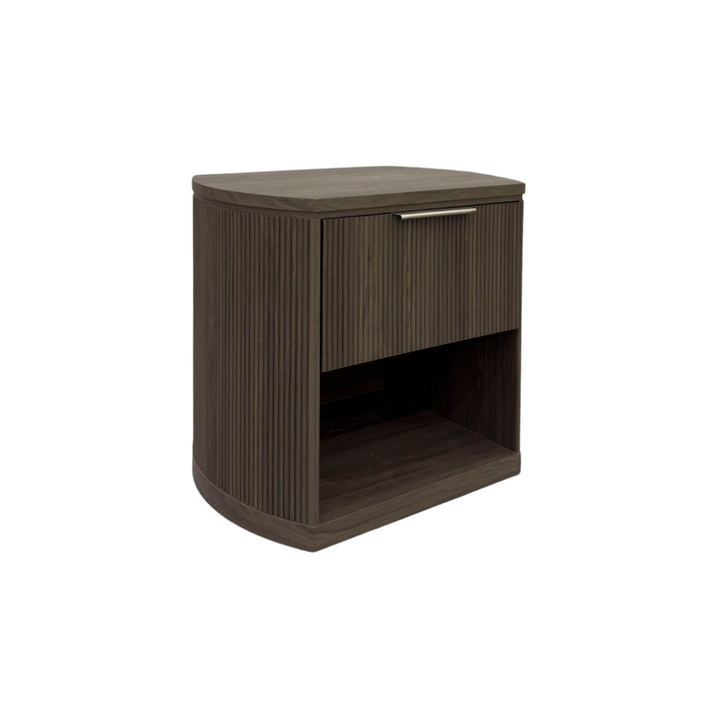 Sylvie 1-Drawer Nightstand with Touch Light in Dark BrownLED