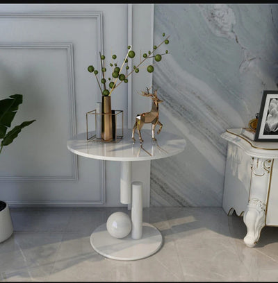 Wooden Marble Side Table by Alhome3