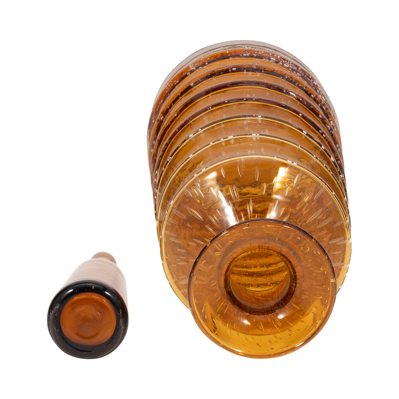 18" Clarimond Ridged Amber Glass Bottle