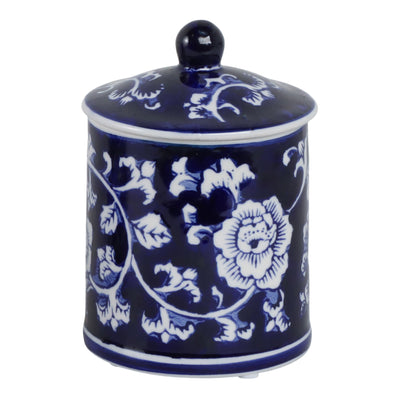 Cer, 6" 8oz Chinoiserie Scntd Candle W/lid,blu/wht