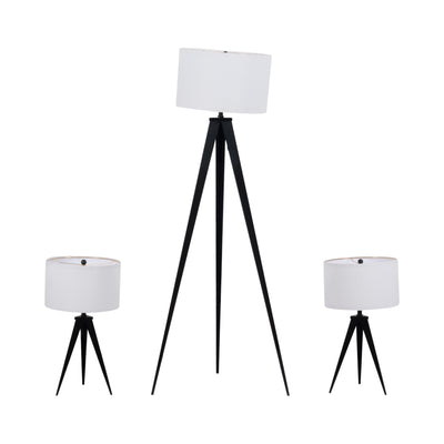 Metal,s/3,23/60"h,table&floor Tripod Lamps,blk