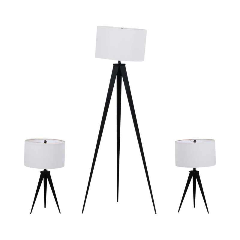 Metal,s/3,23/60"h,table&floor Tripod Lamps,blk