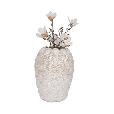 17" Seashells Vase, White