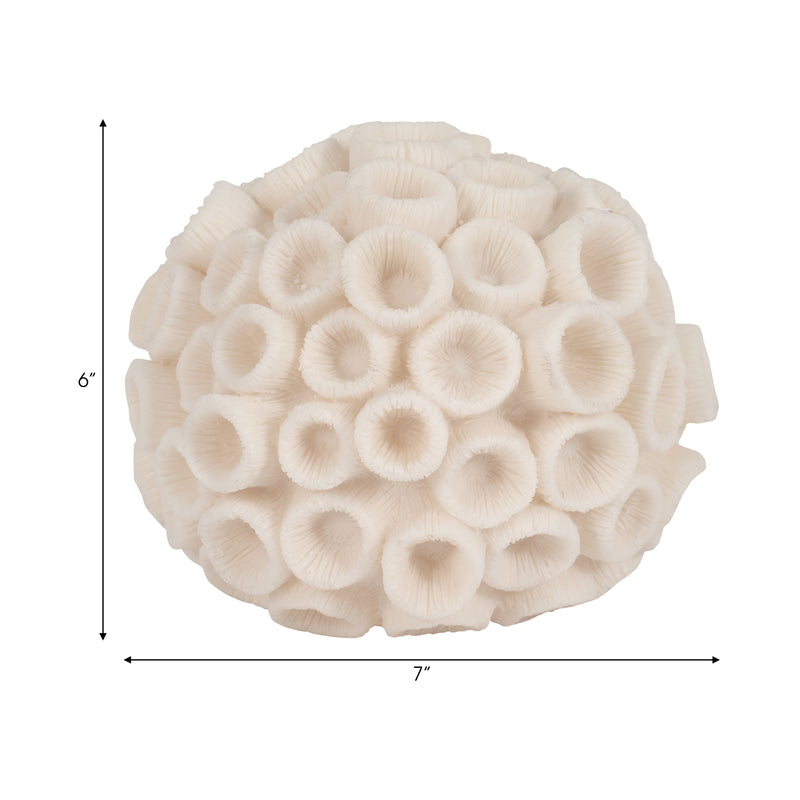 7" Round Coral Orb, Ivory