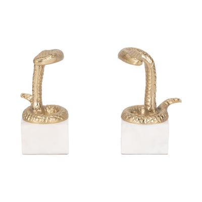 S/2 7" Snake Bookends, Gold