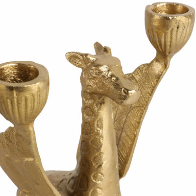 Metal, 6" Giraffe W/ Wings 2 Taper Candle Holder,