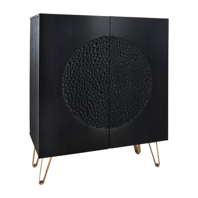 WOOD 39x47" HAMMERED CABINET, BLACK