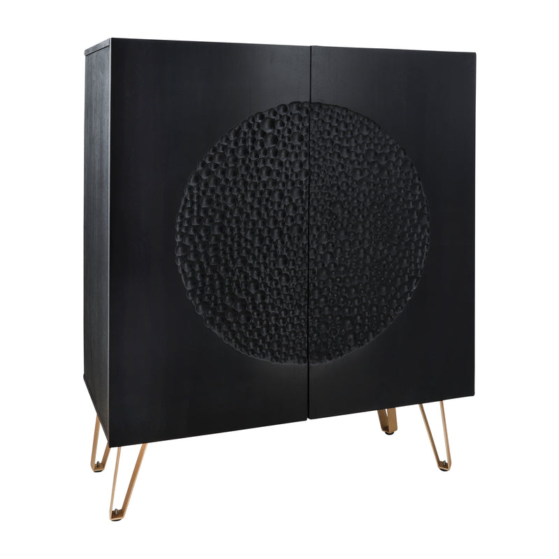 WOOD 39x47" HAMMERED CABINET, BLACK