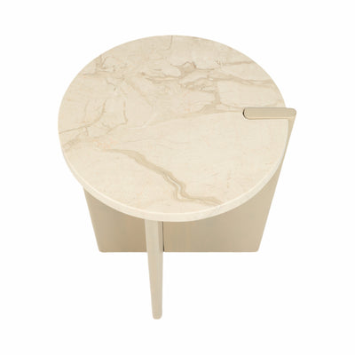 24" CONNLEY MEDIUM MARBLE AND WOOD ACCENT TABLE