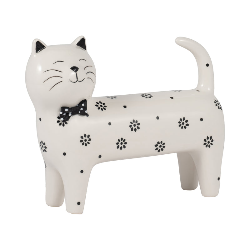 Cer, 7" Daisies Cat, White