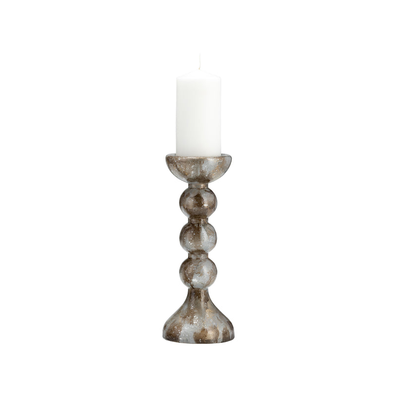 GLASS, 13"H, BUBBLY CANDLE HOLDER, BROWN