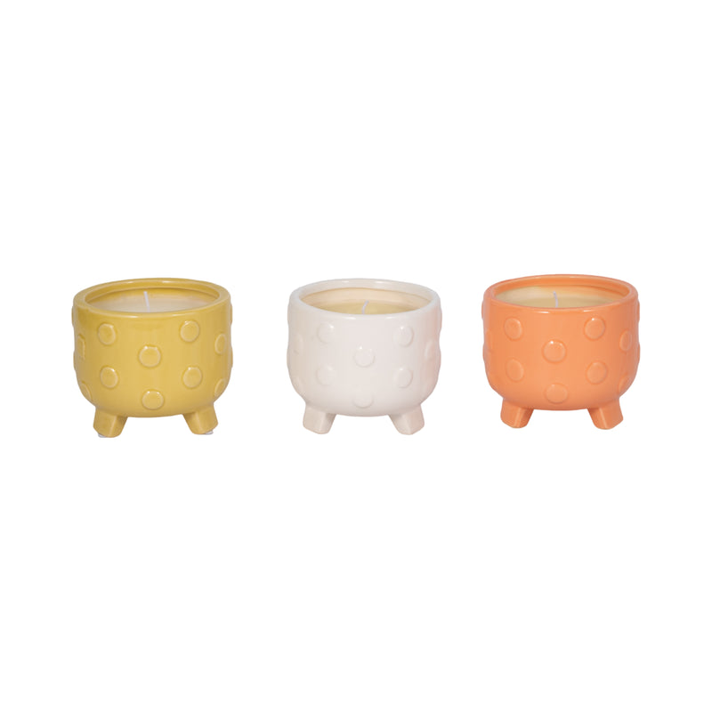 S/3, 5" Big Dot Footed Planter, Citro Candle 16oz