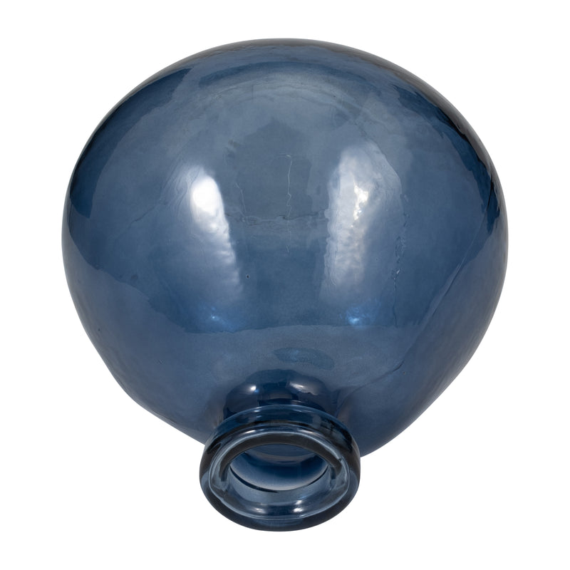 GLASS, 8" BALLOON VASE, BLUE