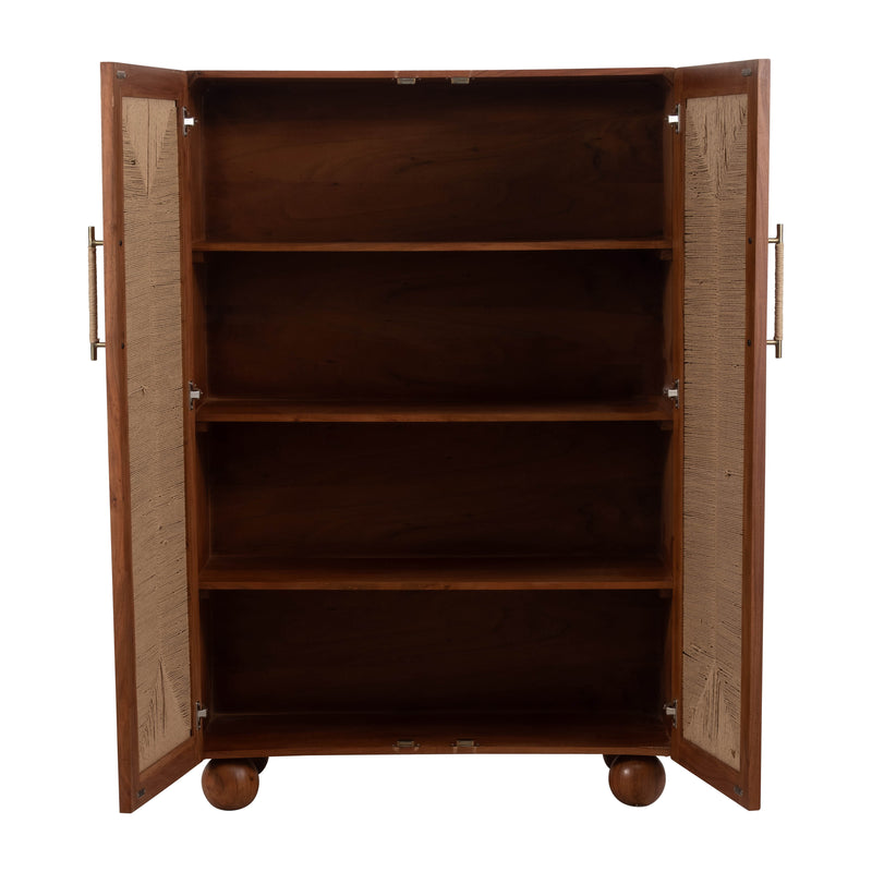 60" ACACIA WOOD ARMOIRE, BROWN