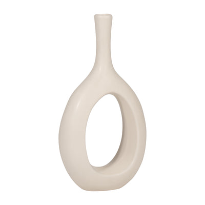 CER, 12" CURVED OPEN CUT OUT VASE, COTTON