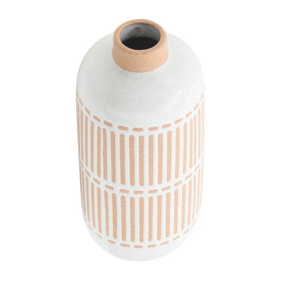 CER, 12" ROUND AZTEC VASE, IVORY