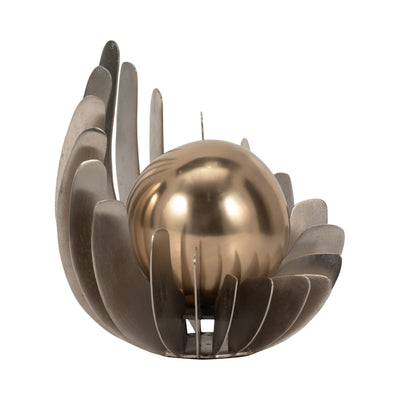 12" Ares Metal Sphere Large Statuary, Gold