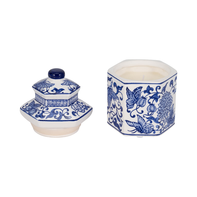 7" 6oz Sandalwood Myrrh Chinoiserie Cndle,blu/wht