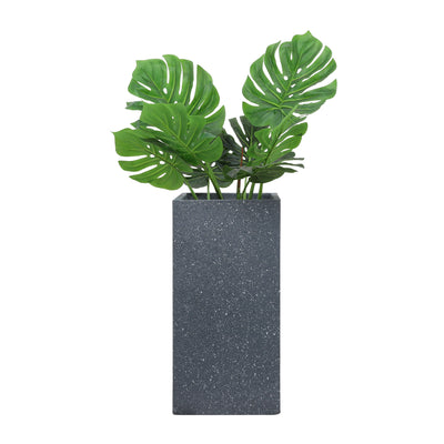 Resin, S/2 11/13"D Square Nested Planters, Dk Gray