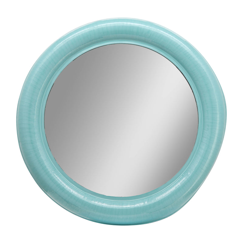 METAL 36" ROUND MIRROR, TURQ