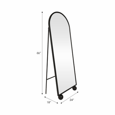 مرآة على قاعدة بأقدام كروية بطول 66 بوصة، لون أسود