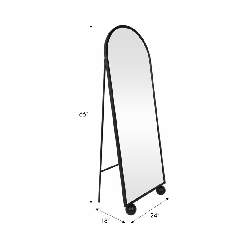مرآة على قاعدة بأقدام كروية بطول 66 بوصة، لون أسود