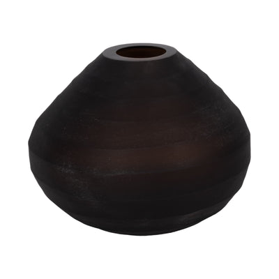 Glass, 10" Rotund Vase, Smokey Brown