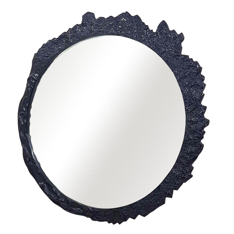 35" Eron Metal Wall Mirror, Black