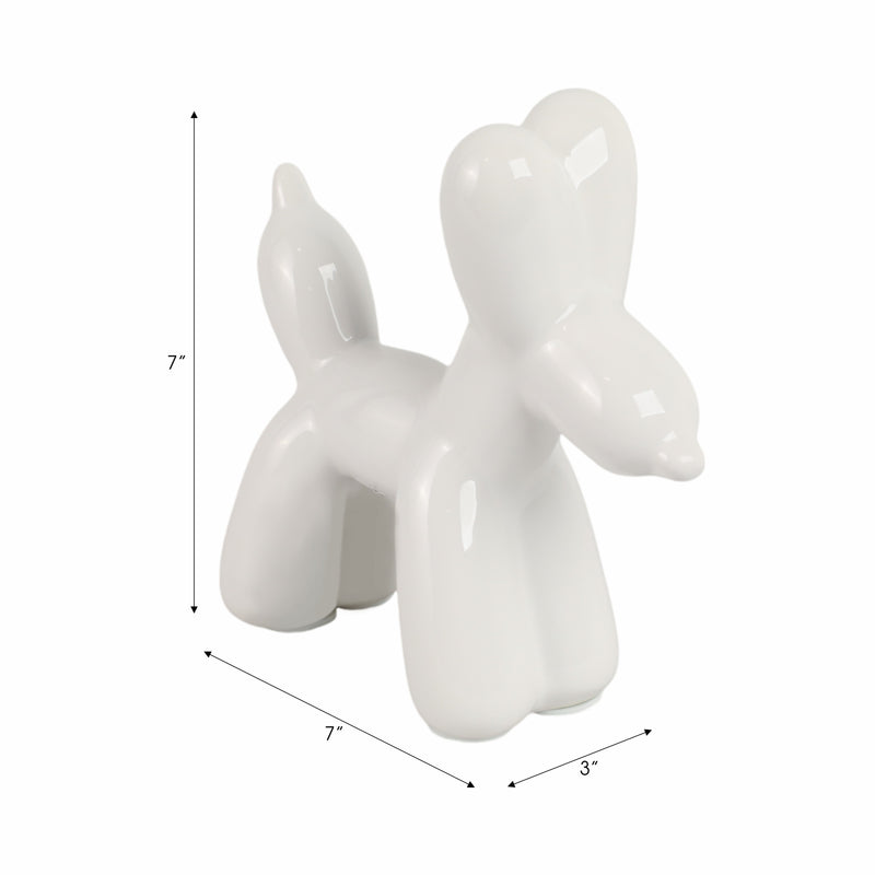 7"L BALLOON DOG ANIMAL, WHITE