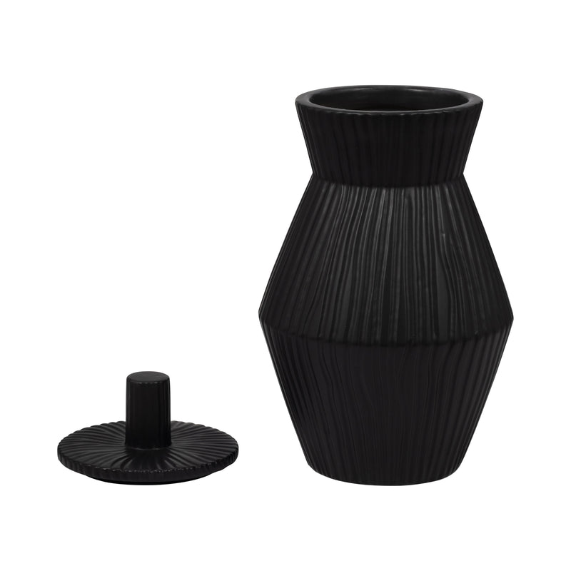 Laurel Small Black Lidded Jar